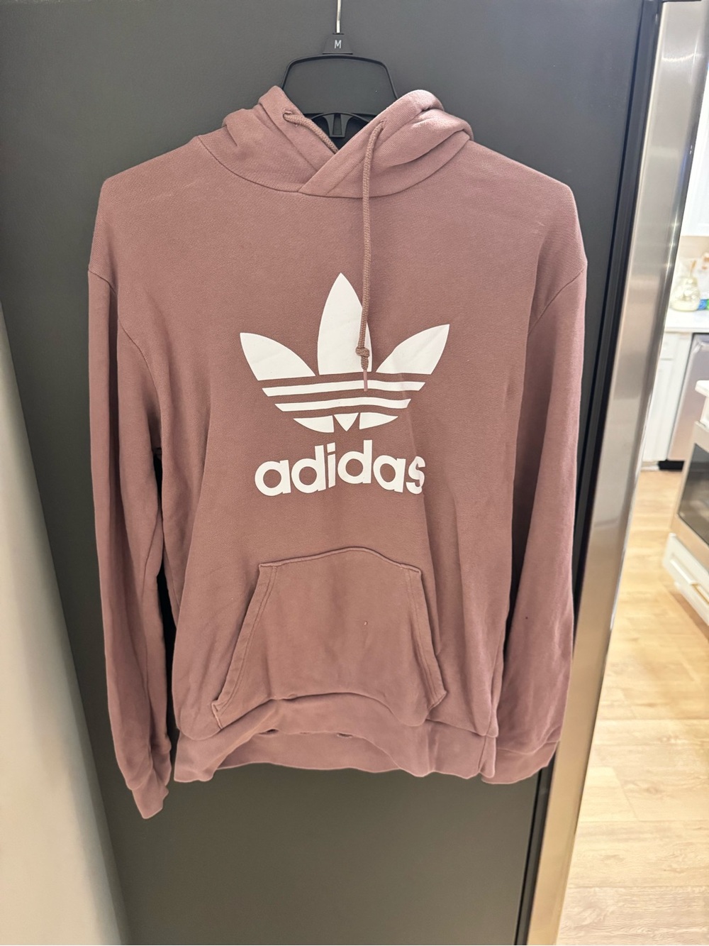 adidas Crewneck Hoodie in Dusty Mauve with White Trefoil